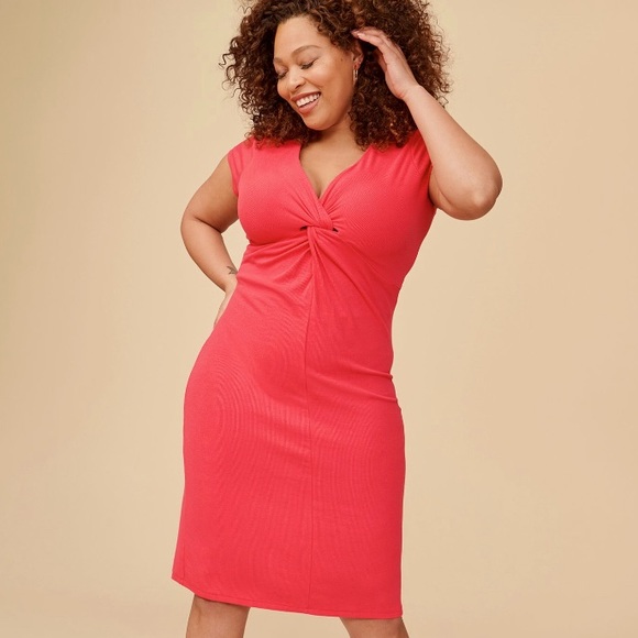 sofia by sofia vergara Dresses & Skirts - Azalea Twist Front Ribbed Column Midi Dress-NWT